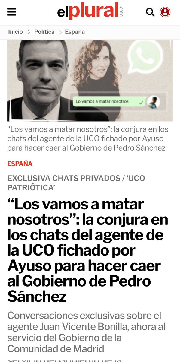 Guillem #FreePalestine 🌹 (@guillemcristo) on Twitter photo La Presidenta de Madrid @idiazayuso acaba de mentir en rueda de prensa.
Afirma no conocer a Juan Vte. Bonilla (GC-UCO de la Policía Patriótica del <a href="/ppopular/">Partido Popular</a>) y fue ella quien dio el visto bueno para su contratación y con salario de más de 80.000 € año.
Que se sepa la verdad. La Presidenta de Madrid @idiazayuso acaba de mentir en rueda de prensa.
Afirma no conocer a Juan Vte. Bonilla (GC-UCO de la Policía Patriótica del <a href="/ppopular/">Partido Popular</a>) y fue ella quien dio el visto bueno para su contratación y con salario de más de 80.000 € año.
Que se sepa la verdad.