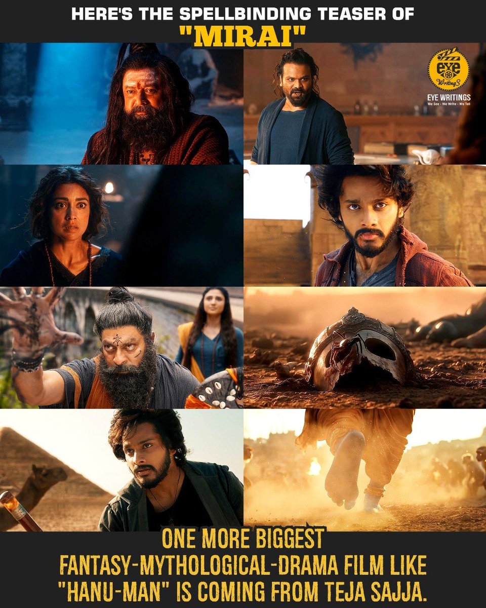 EyeWritings's tweet photo. #MiraiTeaser is exhilarating with stunning visuals, interesting themes and a brilliant mythological touch. Not even a single shot looks bad and that clearly exemplifies how good the final output will be.

#Mirai | #ManchuManoj | #TejaSajja | #Hanuman | #Prabhas https://t.co/i2bAzONQaA