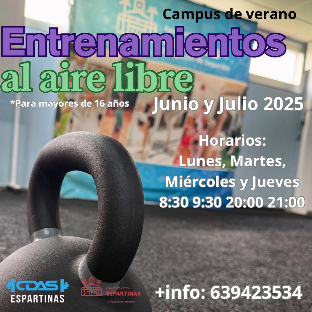 Entrenas con nosotros en #verano? 

Apúntate!!!

Por solo 25€ al mes

#cdas #espartinas