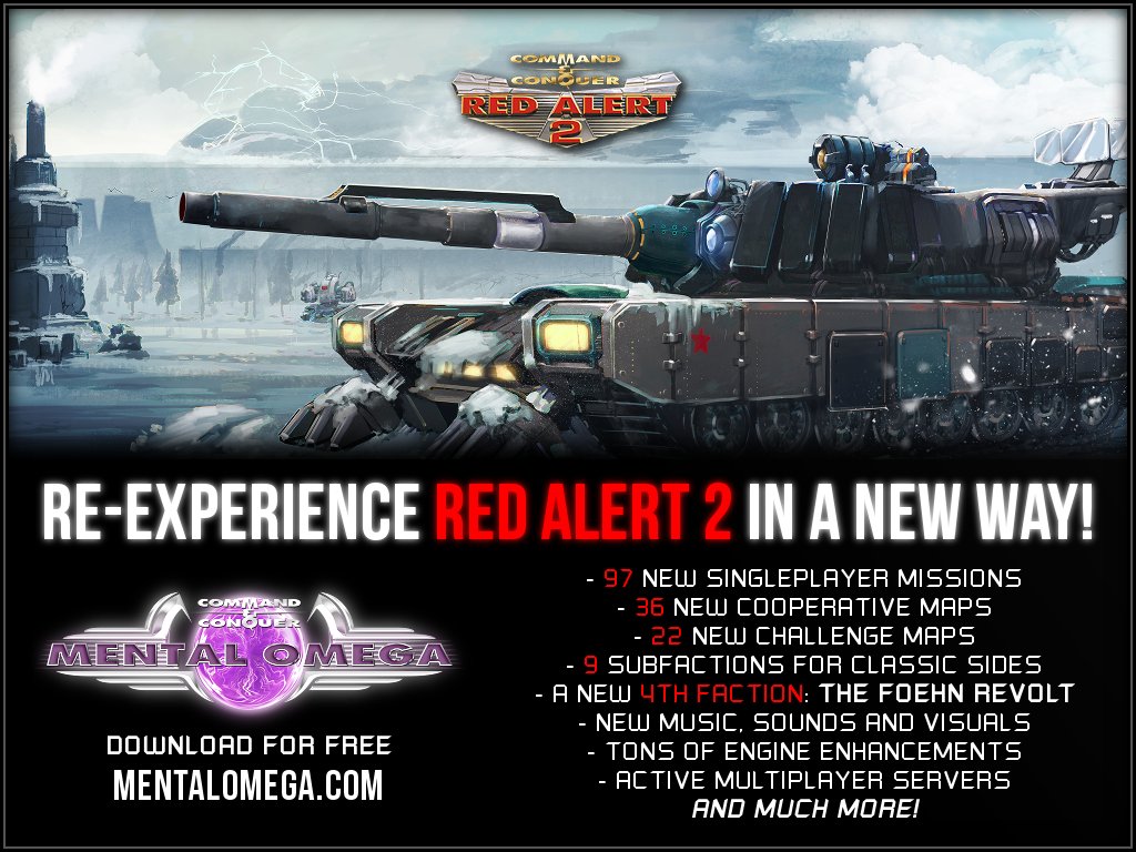 speeder_mo's tweet image. What is Mental Omega? It&apos;s a massive unofficial expansion our team has created for one of the best Command &amp;amp; Conquer titles: Red Alert 2, with new campaigns, factions, heroes, and even co-op. This is what you can play with in the mod right now. There&apos;s plenty more on the horizon.