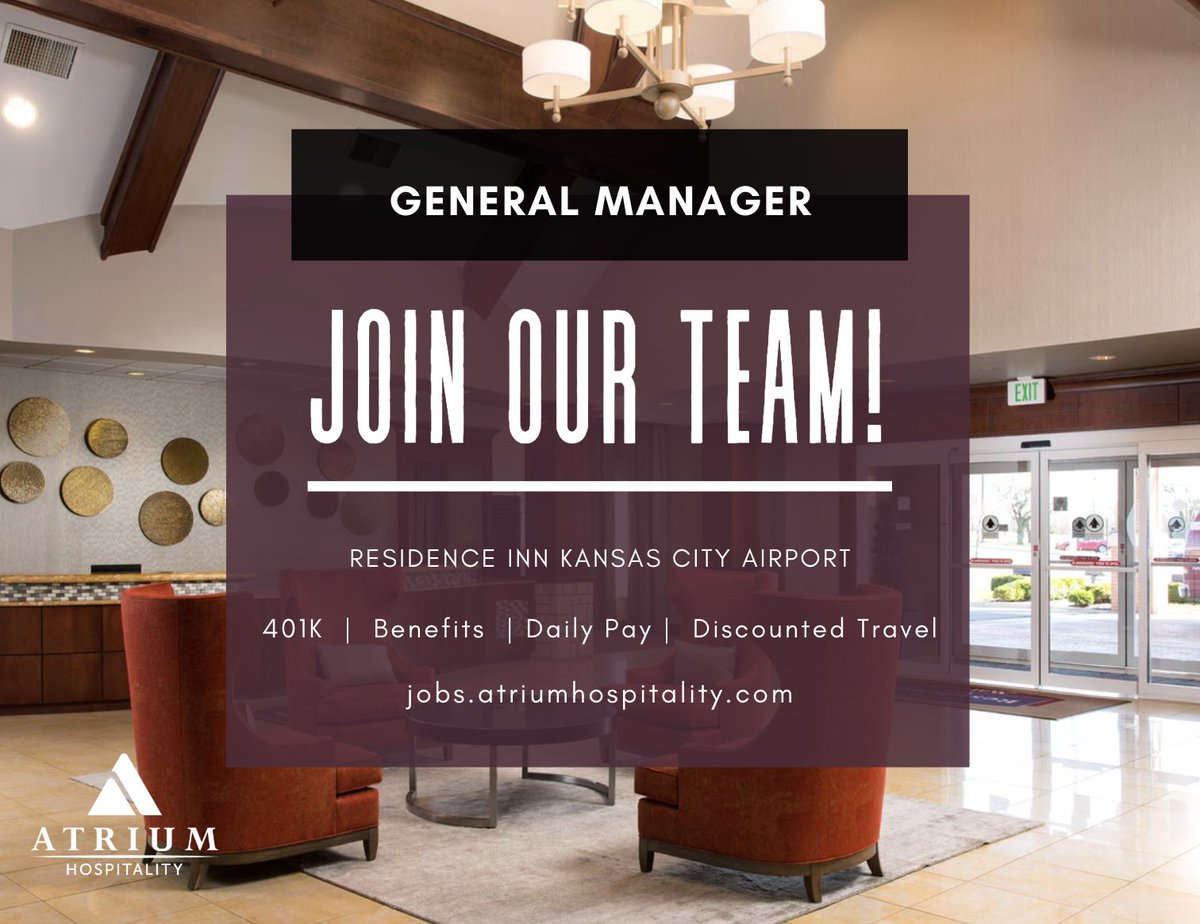 Exciting Opportunity at Residence Inn Kansas City Airport! We are looking for a dynamic and experienced General Manager to lead our team at Residence Inn Kansas City Airport. Apply now or refer a friend who might be interested!
#HospitalityCareers #GeneralManager #KansasCityJobs