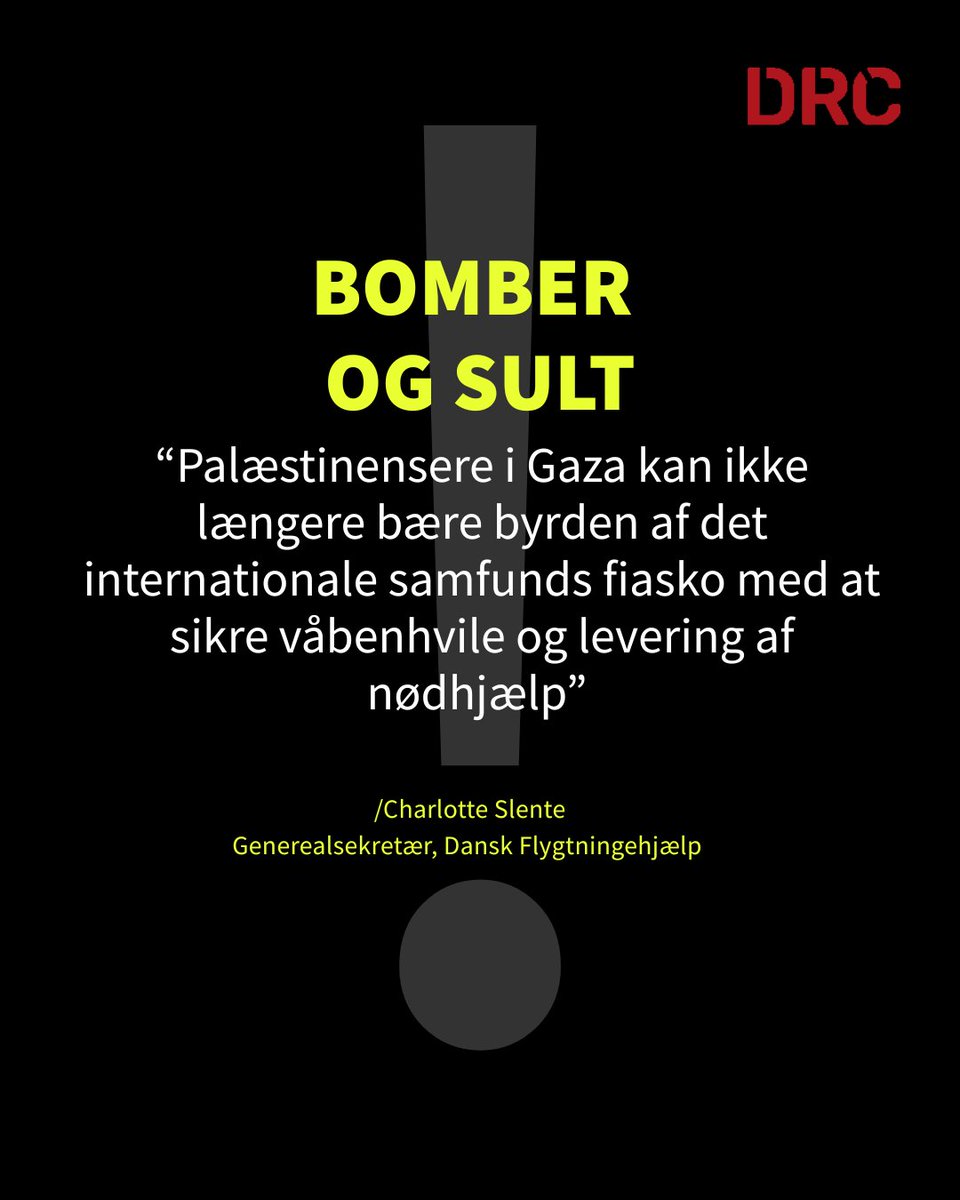 Uafbrudte luftangreb har dræbt over 80 palæstinensere siden mandag. I #Gaza bliver mennesker bombet og tvunget ud i sult – vi nægter at acceptere sådanne overtrædelser af international lov. 

Palæstinensere har brug for akut og konkret handling.
drc.ngo/resources/news…