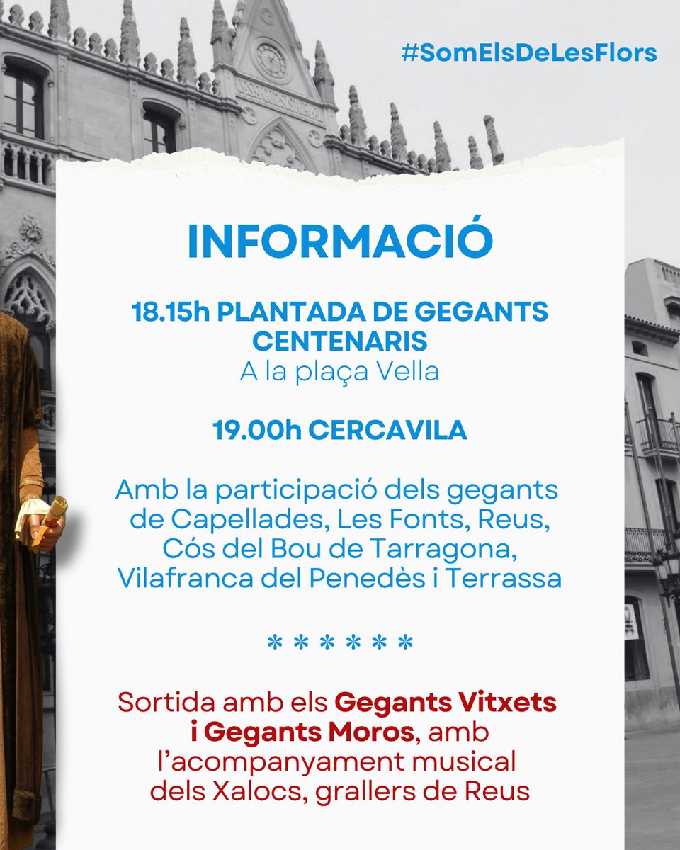 GegantsdeReus's tweet image. 👉 El proper dissabte 31 de maig, els gegants #Vitxets i #Moros visitaran la ciutat de Terrassa per celebrar els 175 anys dels gegants Vells, en Robesa i la Pepona!

•
•
•

#SomElsDeLesFlors