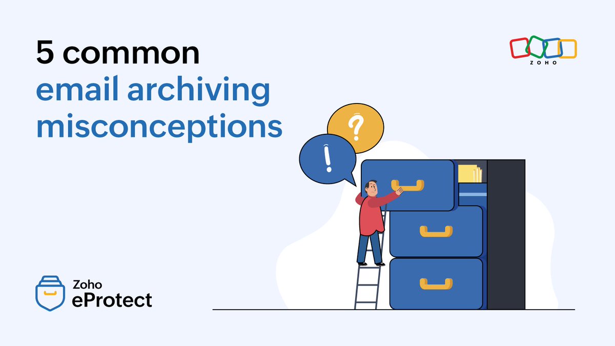 ZohoeProtect's tweet image. Think email archiving is just for compliance and eDiscovery?
Think again.
From "it's only for big companies" to "it slows down performance," we're busting the biggest myths.
👉Read on to learn the truth behind these common misconceptions zurl.co/46GhA
#EmailArchiving