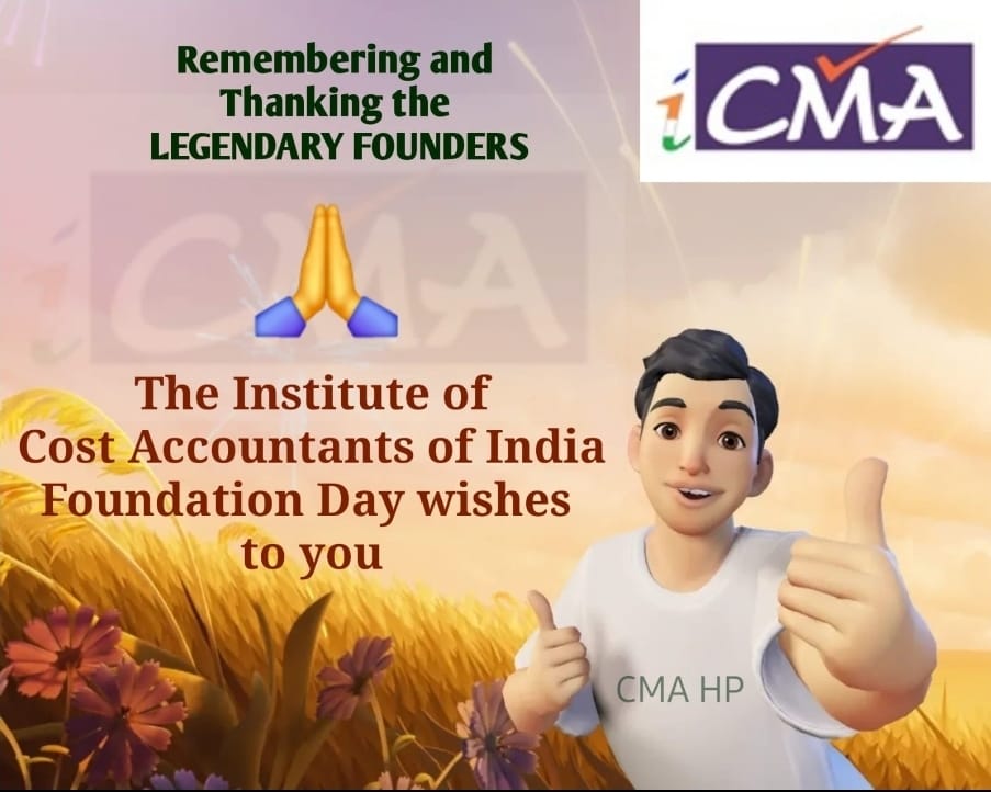 CMA HP Pappan Bhai (@cmapappan) on Twitter photo Kindly accept our wishes on the occasion of the Institute of Cost Accountants of India,<a href="/ICMAICMA/">The Institute of Cost Accountants of India</a> Foundation Day
WE REMEMBER & THANK the founders🙏
Best wishes to all of us
Pappan Bhai Kindly accept our wishes on the occasion of the Institute of Cost Accountants of India,<a href="/ICMAICMA/">The Institute of Cost Accountants of India</a> Foundation Day
WE REMEMBER & THANK the founders🙏
Best wishes to all of us
Pappan Bhai