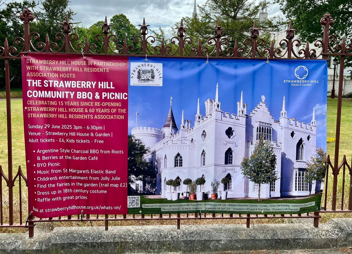 Here is our banner on Waldegrave Road advertising your Community BBQ &amp; Picnic - do not delay in securing your tickets for this great event - book at strawberryhillhouse.org.uk/whats-on/