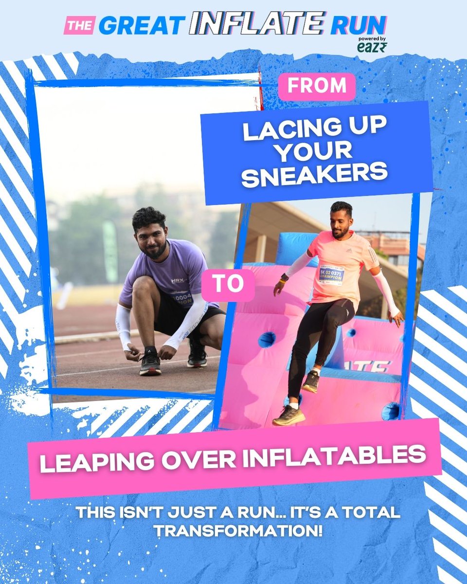 greatinflaterun's tweet image. From warm-up to wow 🤩
TGIR turns your ordinary run into an extraordinary adventure — with every leap, laugh, and inflatable in your path! 🎈🔥
Ready for your transformation? Let’s bounce 💥
#TheGreatInflateRun #TGIRVibes #InflateTheFun #Funndurance #BounceToLife