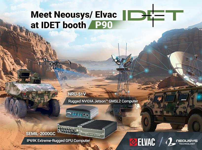 Heading to #IDET2025?
Neousys &amp; Elvac are showcasing rugged edge AI PCs for defense:
🔹 SEMIL-2000GC (IP69K GPU)
🔹 NRU-51V (Jetson™ for AVs/drones/UGVs)
📍 Booth P90, Brno
📅 May 28–30
🔗 neousys-tech.com/en/news/press-…

#EdgeAI #DefenseTech