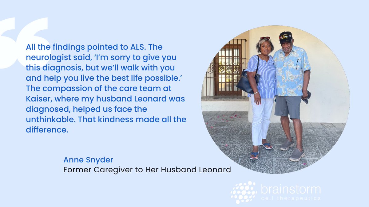 BrainStorm (@brainstormcell) on Twitter photo When Anne Snyderâs husband Leonard was diagnosed with ALS, the care team didnât just give a diagnosisâthey gave compassion. Words like âWeâll walk with youâ meant everything. Kindness changes everything.
#MomentsThatMattered #Endurance #BetterTogether <a href="/youralsnetwork/">ALS Network</a> When Anne Snyderâs husband Leonard was diagnosed with ALS, the care team didnât just give a diagnosisâthey gave compassion. Words like âWeâll walk with youâ meant everything. Kindness changes everything.
#MomentsThatMattered #Endurance #BetterTogether <a href="/youralsnetwork/">ALS Network</a>
