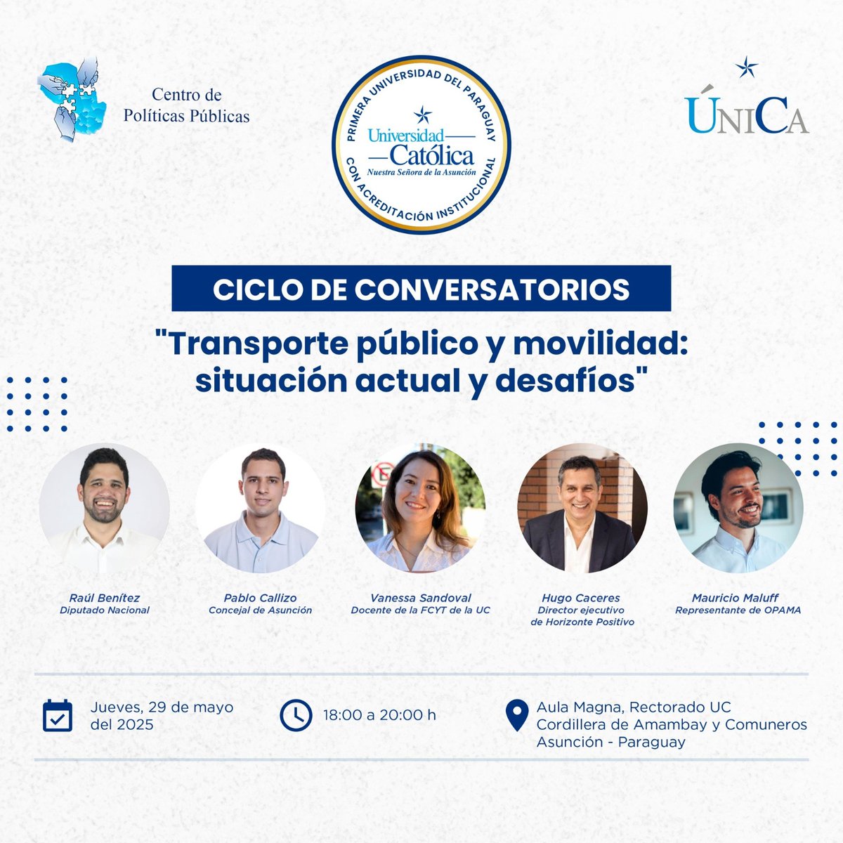 #Martini680 🗞️⚡| Invitan a debate sobre el transporte público en la academia

🔹️Desde el Centro de Políticas Públicas de la <a href="/unicatolicapy/">Universidad Católica (UC) 🇵🇾</a>, se abre un espacio de discusión en el ámbito académico sobre los principales temas de urgencia de políticas públicas a nivel nacional.
