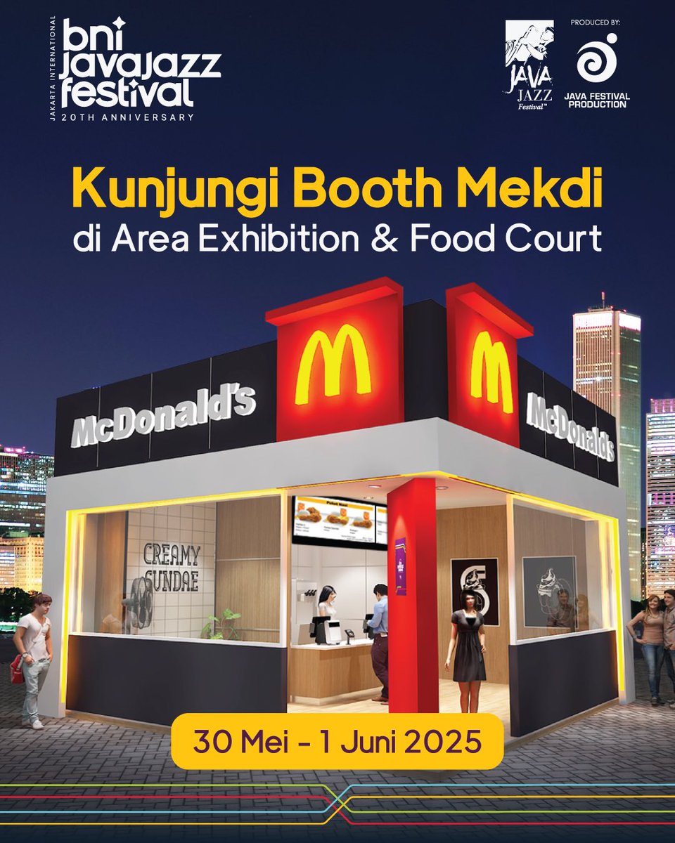 McDonald's Indonesia (@mcdonalds_id) on Twitter photo Sambil serunya bersenandung di Jakarta International BNI Java Jazz Festival <a href="/JavaJazzFest/">Java Jazz Festival</a> yuk nikmati menu Mekdi favoritmu ๐ถ๐ท
Kunjungi booth Mekdi di Area Exhibition & Food Court Java Jazz Festival mulai 30 Mei-1 Juni 2025 ๐ฆโจ Sambil serunya bersenandung di Jakarta International BNI Java Jazz Festival <a href="/JavaJazzFest/">Java Jazz Festival</a> yuk nikmati menu Mekdi favoritmu ๐ถ๐ท
Kunjungi booth Mekdi di Area Exhibition & Food Court Java Jazz Festival mulai 30 Mei-1 Juni 2025 ๐ฆโจ