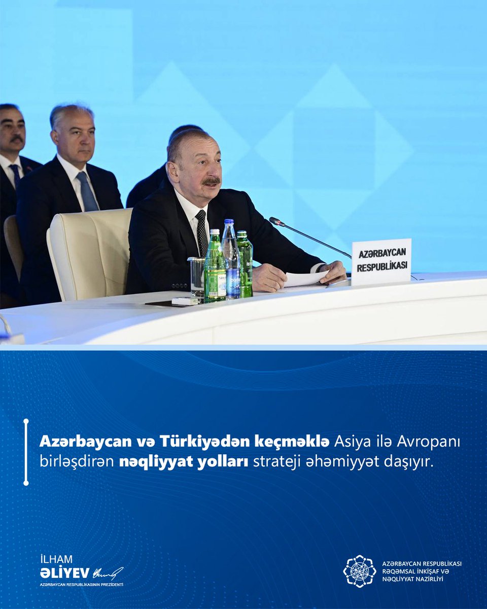 Laçında Azərbaycan Prezidentinin, Türkiyə Prezidentinin və Pakistanın Baş nazirinin Zirvə görüşü keçirilib.

Dövlətimizin başçısı Zirvə görüşündə çıxış edərək bildirib ki:

• Azərbaycan və Türkiyədən keçməklə Asiya ilə Avropanı birləşdirən nəqliyyat yolları strateji əhəmiyyət