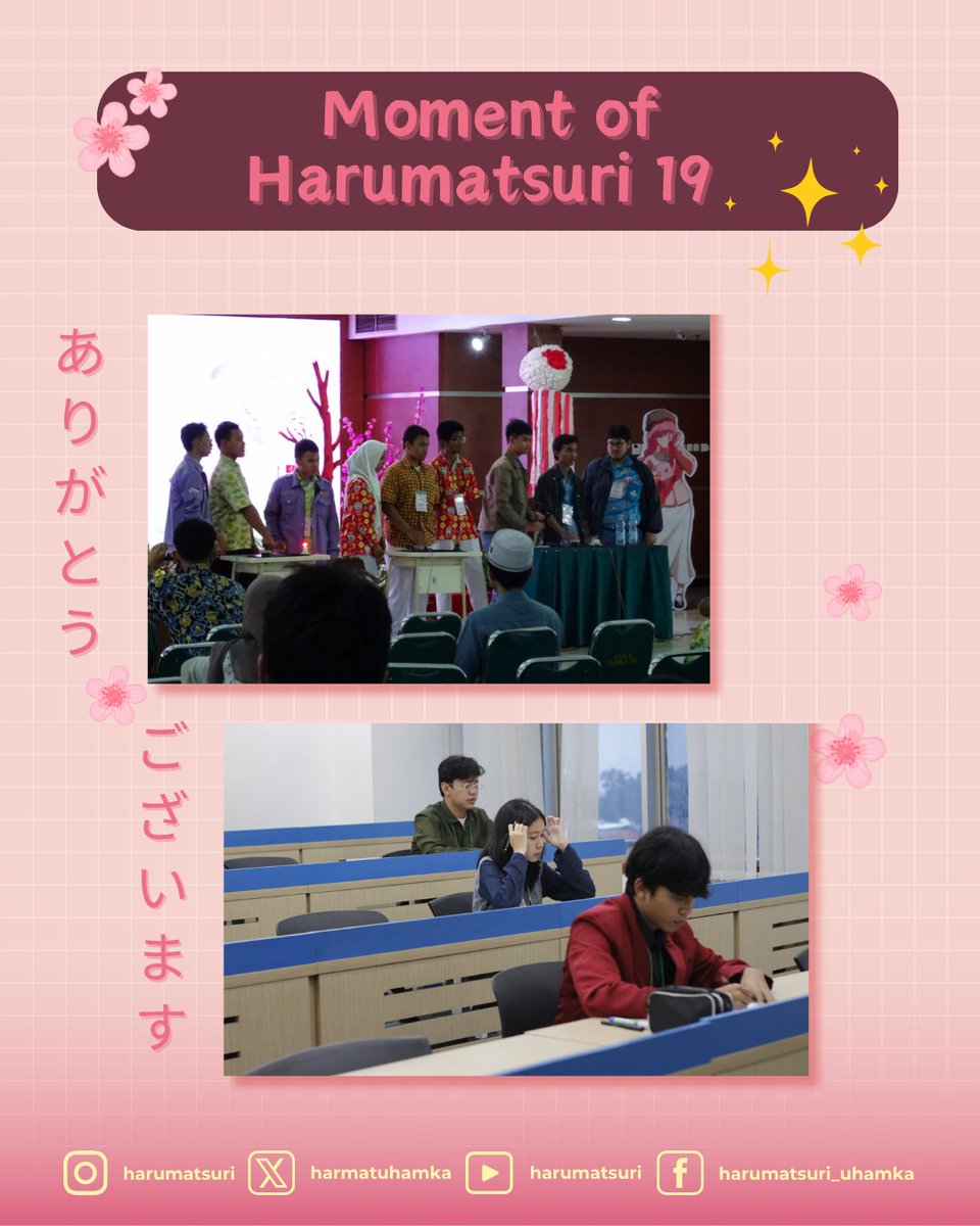 harmatuhamka's tweet photo. 🌸ありがとうございます!!🌸

Momen apaa yang paling buat kalian berkesan di Harumatsuri 19?

ini adalah momen saat lomba, momen paling deg-degan apalagi saat liat muka para juri🥺 tapii kalian semua luar biasa sudah menampilkan dan menunjukkan kemampuan kalian masing-masing🥰✨ https://t.co/4f6pUmAwqB