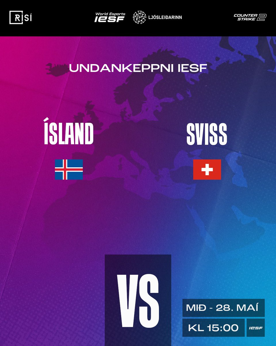 Ekki missa af kvennalandsliðinu keppa í undankeppni IESF í Counter-Strike

Ísland vs Sviss kl 15:00

Leikur verður sýndur á rafithrottir.is/risi-tv

Áfram Ísland! 💪🎮🇮🇸

#Rafíþróttir #WorldEsports #IESF #Ljósleiðarinn 
<a href="/iesf_official/">IESF</a>