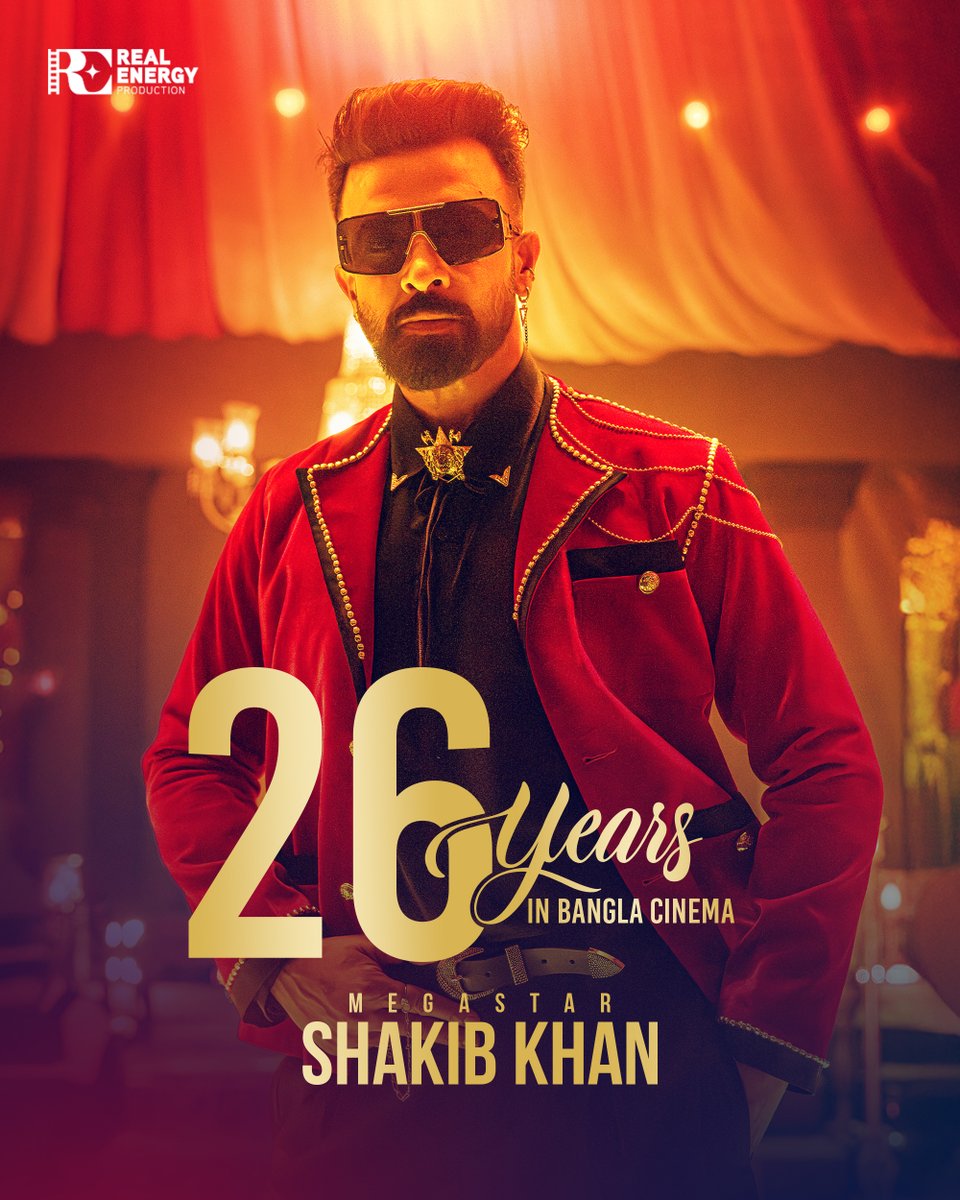 realenergypro's tweet photo. 26 Glorious Years of Megastar Shakib Khan! 🌟
From silver screen sensation to a national icon,
your legacy continues to inspire millions.
Thank you for entertaining us for over two decades and redefining Bangladeshi cinema.🎬 https://t.co/XqjepNuHnp