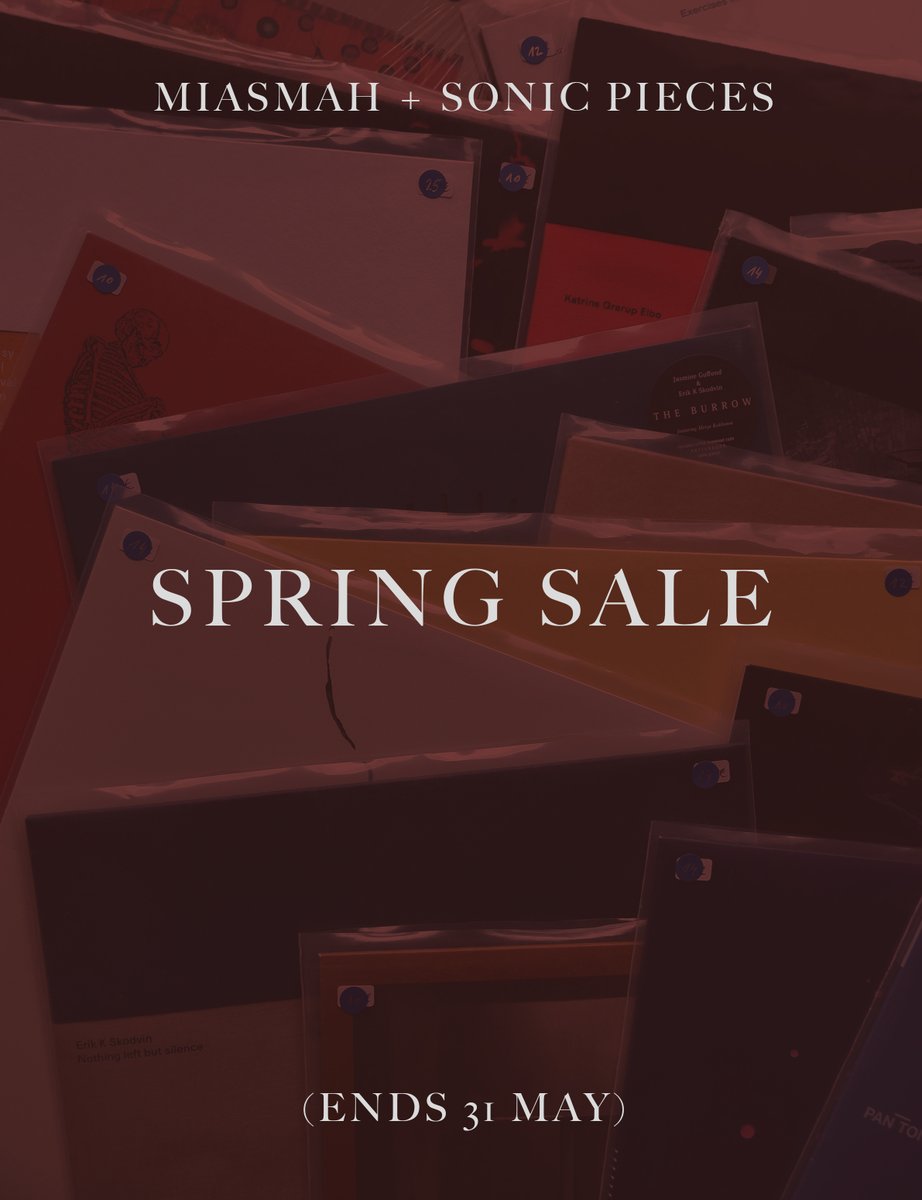 Miasmah recordings (@_miasmah) on Twitter photo Our spring sale together with <a href="/sonicpieces/">sonic pieces</a> ends this Saturday! >> mi-so-store.com/products?categ… Our spring sale together with <a href="/sonicpieces/">sonic pieces</a> ends this Saturday! >> mi-so-store.com/products?categ…