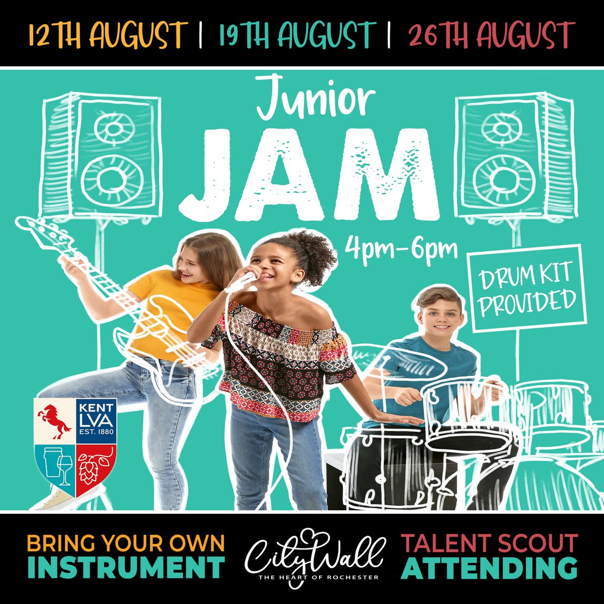 WayneSpring2's tweet photo. City Wall Rochester is hosting a junior jam for all musicians from the age of 8 - 16. A talent scout will be in attendance to build a band where gigs are already lined up.

#livemusic #medway #Rochester #Rainham #Chatham #Hoo #Strood #youngmusician #bands #music #jamsessions https://t.co/Lg1uFpsUy1