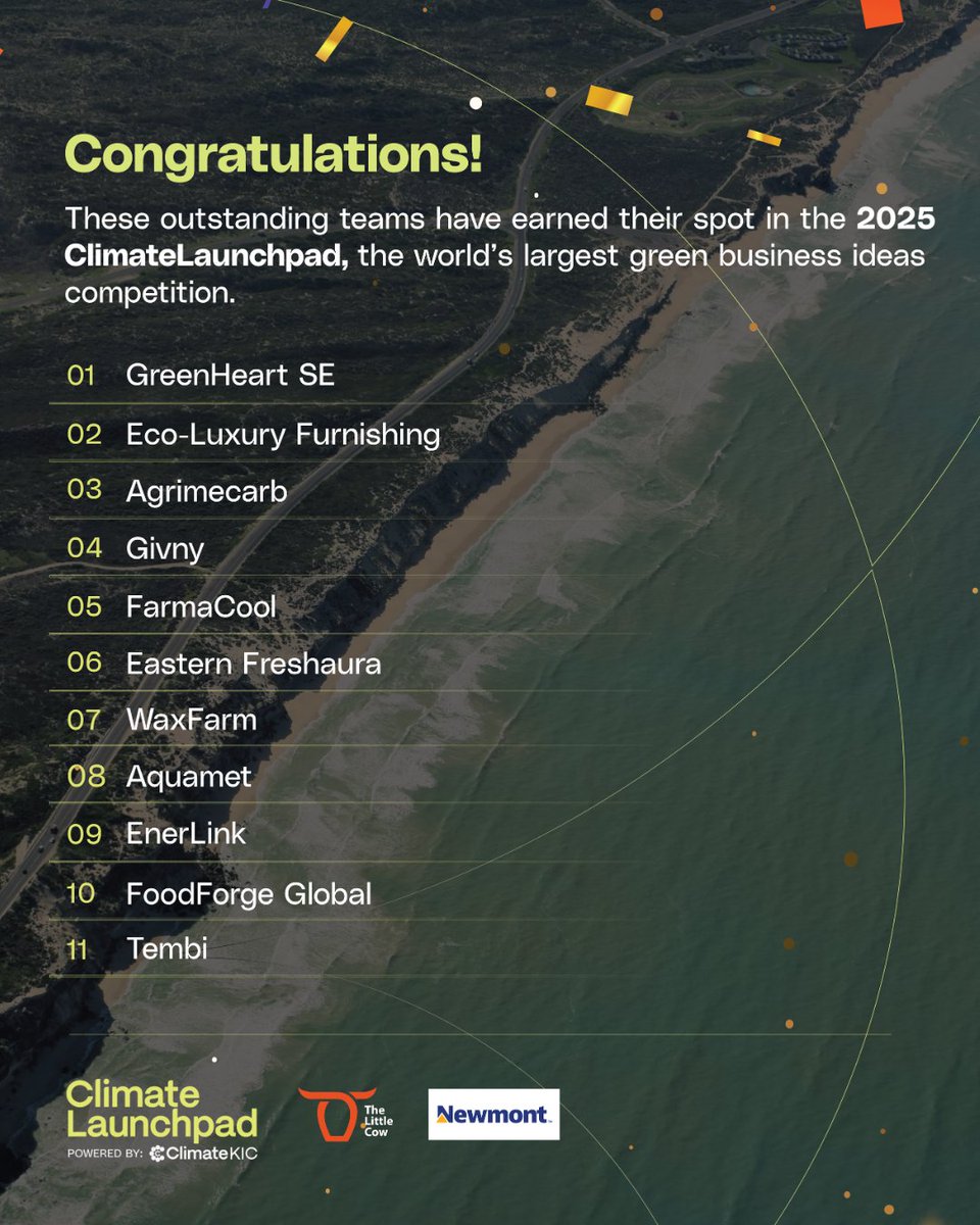 TheLittleCowCo's tweet image. CLIMATELAUNCHPAD 2025
 
In this year’s edition of #ClimateLaunchpad2025, the world’s largest green business competition, we received a wide range of applications from across the country,we now have selected 11 outstanding start-ups.
#GreenInnovation 
#ClimateSmartStartups