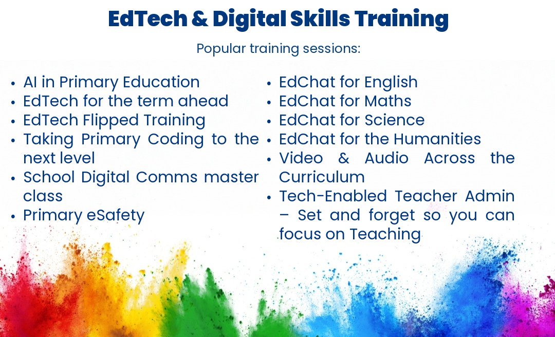 Bespoke #EdTech CPD for schools

September inset dates now available.
ictmagic.co/cpd

Whether you are looking to see how AI can help your school, or brushing up on classics like eSafety, there is a digital skills course for you.