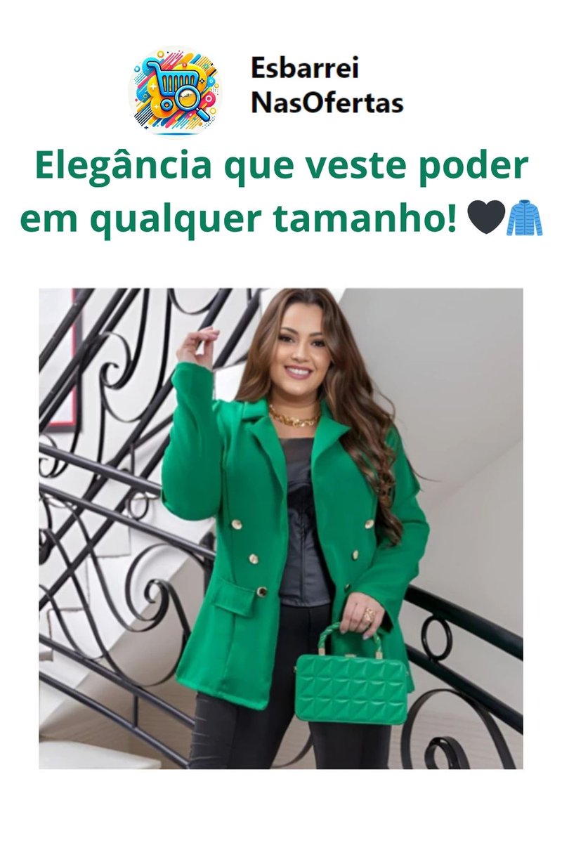 axadinhosdacrys's tweet image. Seu look mais sofisticado começa com esse blazer plus size incrível! 🧥✨

#BlazerPlusSize #ModaComEstilo #ElegânciaSemTamanho #AchadinhosFashion #AlfaiatariaPerfeita **

Aqui tem 👉🏻 s.shopee.com.br/1g6PWlGOOZ