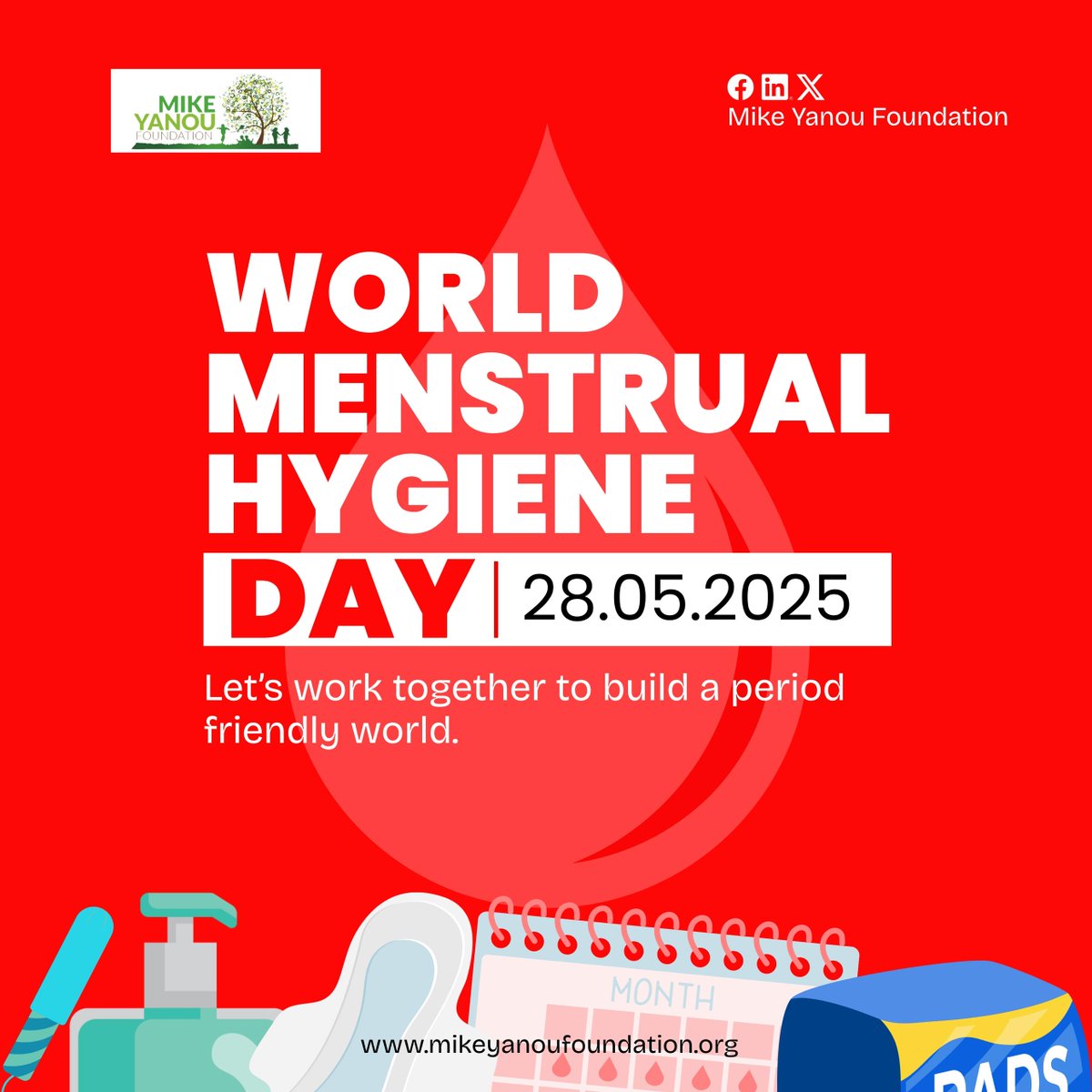 At the Mike Yanou Foundation, we stand in solidarity with girls and women, alongside boys and men, to break the silence and end period stigma. Let's build a #PeriodFriendlyWorld where everyone has access to period education and safe hygiene resources.

#HeForShe