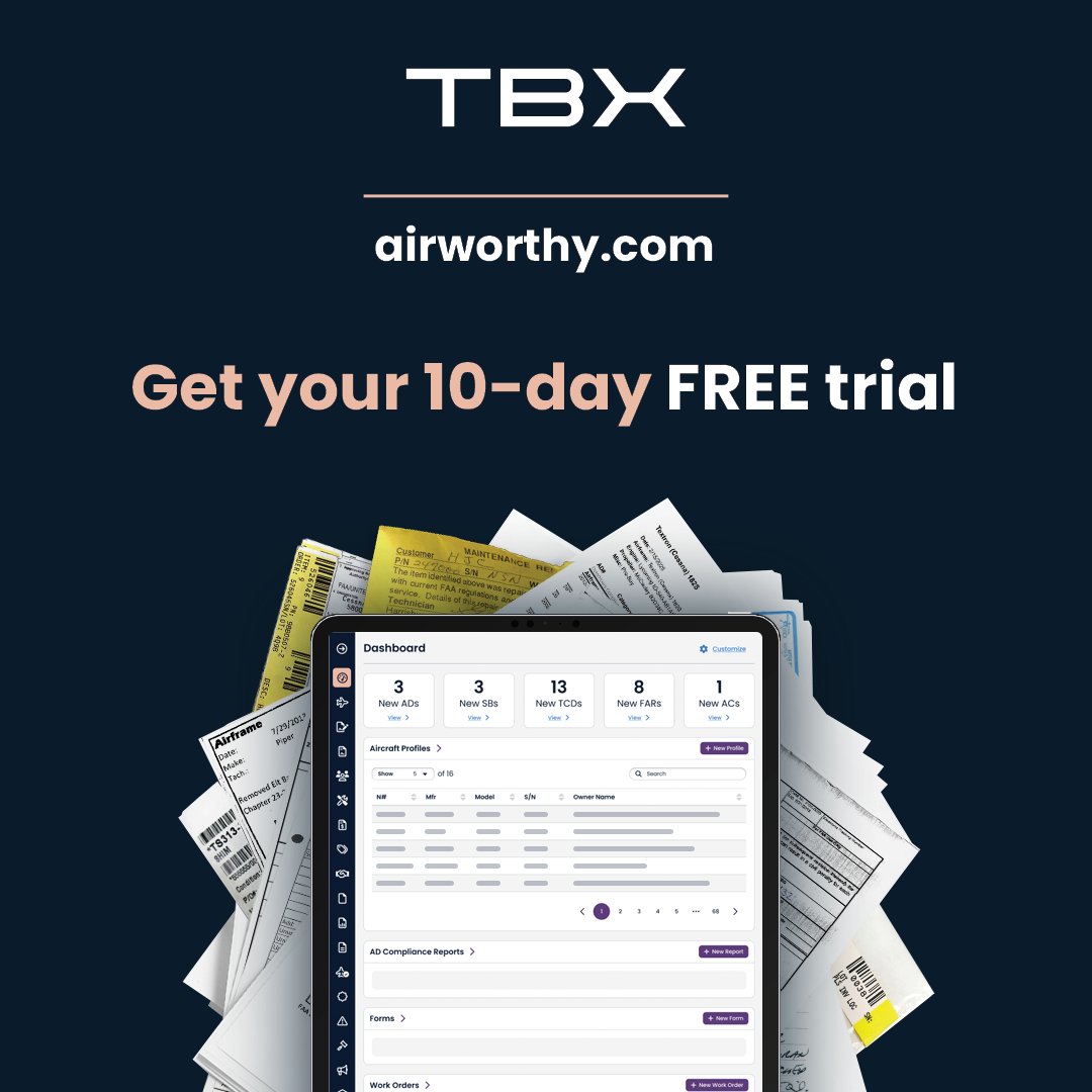 TradeAPlane's tweet photo. Buried in paperwork? There’s a better way. Tdata &amp; AD Toolbox came together to create TBX—bringing you the best AD tracking and maintenance management software, trusted by thousands of satisfied users.

As low as $399 per year. 
Get your 10-day FREE trial https://t.co/hSx0sIxe1m https://t.co/DJPeFowc6H