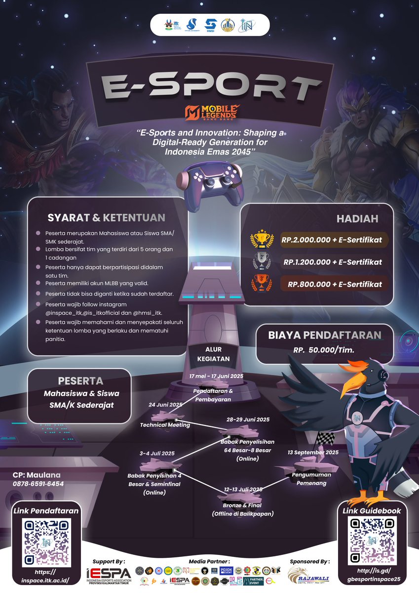 inspace_itk's tweet photo. @ipb_menfess Kebetulan banget nihh kakk, INSPACE 2025 lagi ngadain lomba dan pendaftarannya masih dibuka nih!! Cuss daftar sekarang 🤩 https://t.co/KH4jFSL7Uw