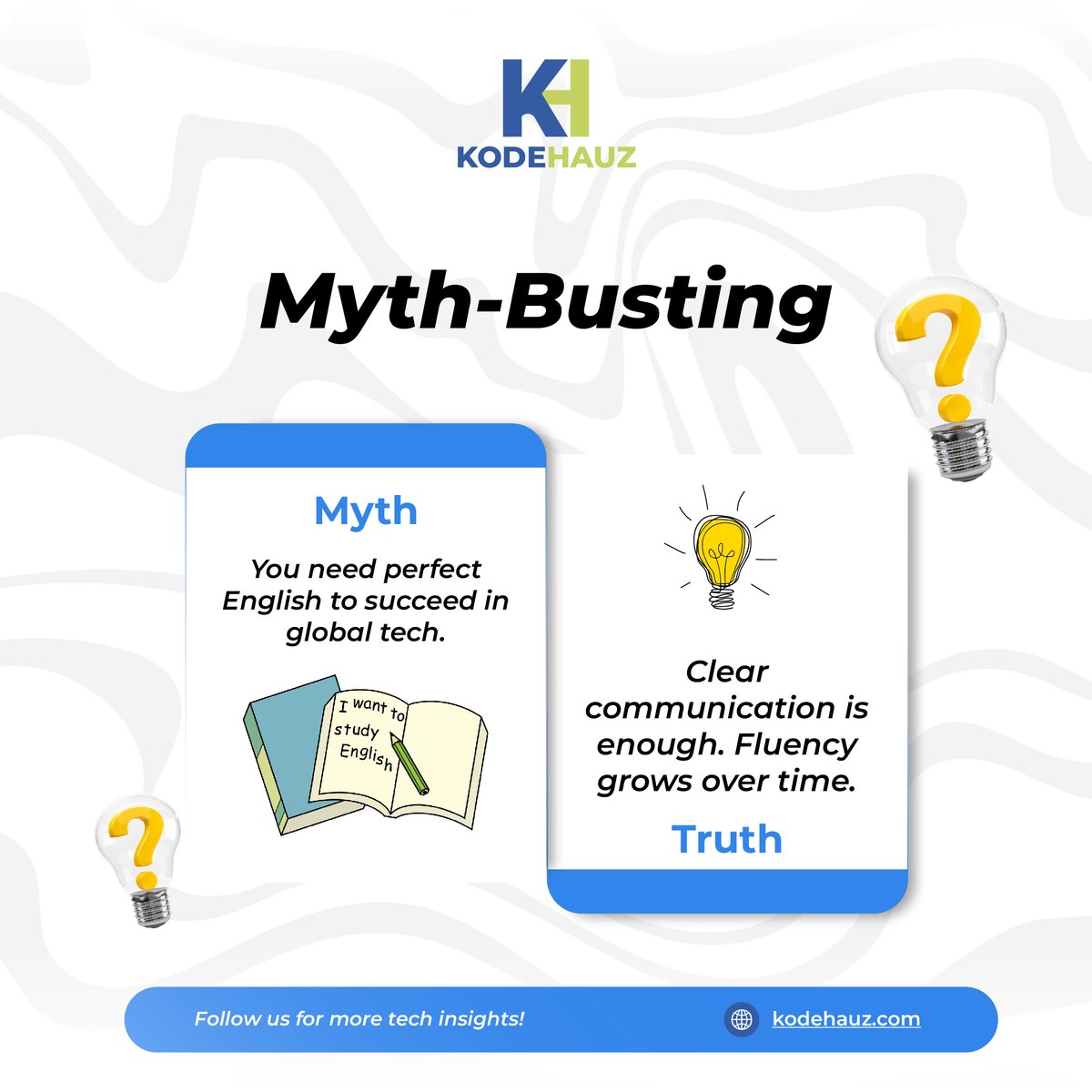 kodehauz's tweet photo. They told you to perfect your English before applying for that tech job.

Here’s the truth: Communication is a skill, not a gatekeeper.
Global tech needs your brain, not your accent.

#KodeHauz #TechMyths #InclusiveTech #CommunicationInTech #TechForEveryone https://t.co/Z5SZlRXaUS