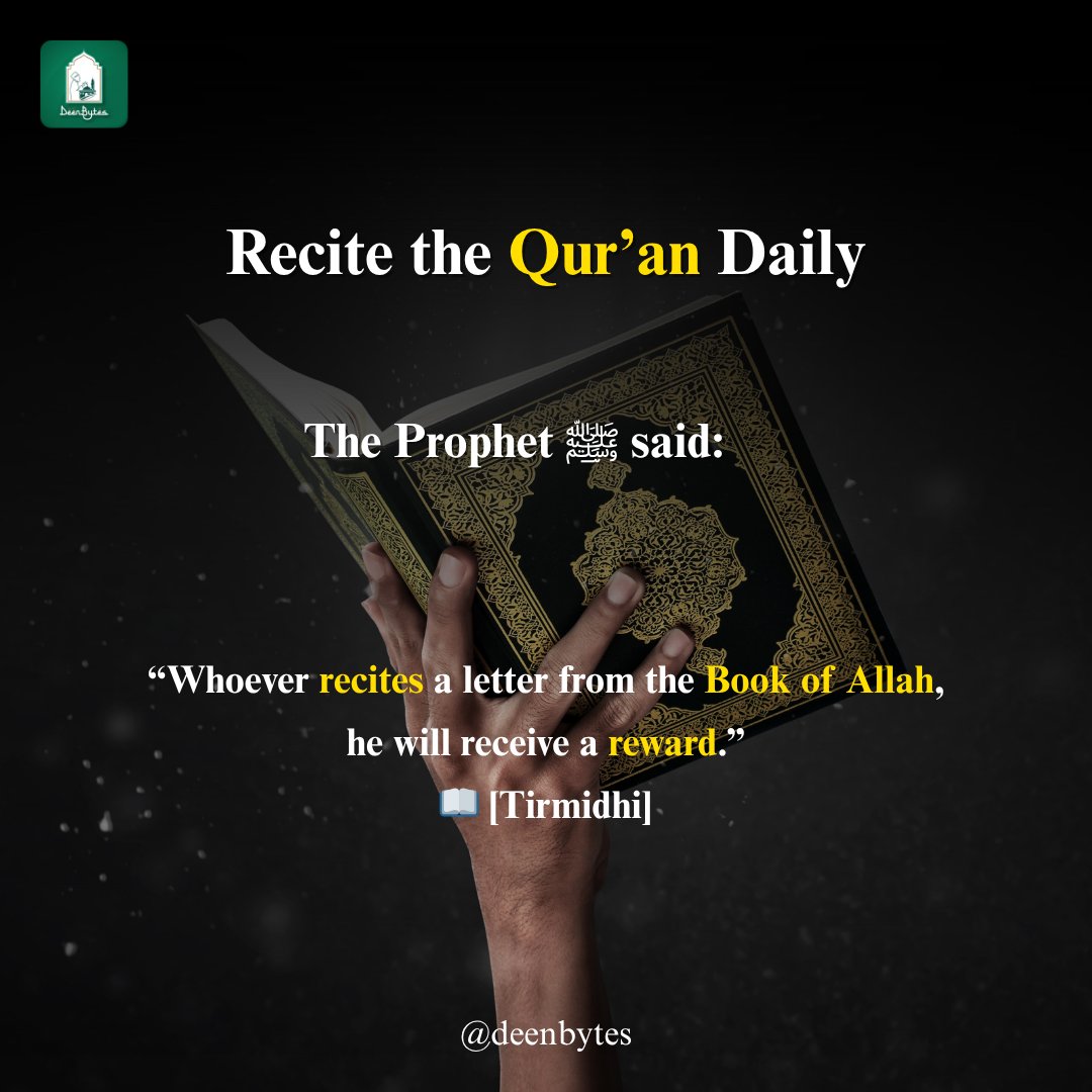 Deenbytes's tweet photo. ๐ The first 10 days of Dhul Hijjah are the most beloved to Allah โ even more than the days of Ramadan. (PT.2)
โ
Pray on time ๐
Fast, esp. Arafah ๐ฌ Do Dhikr ๐คฒ Make Duโa ๐ Recite Qurโan โค๏ธ Give Sadaqah
#DhulHijjah #DeenBytes #FaithGoals #Arafah #IslamicReminder #ramadan https://t.co/2xo9Z1aWBN