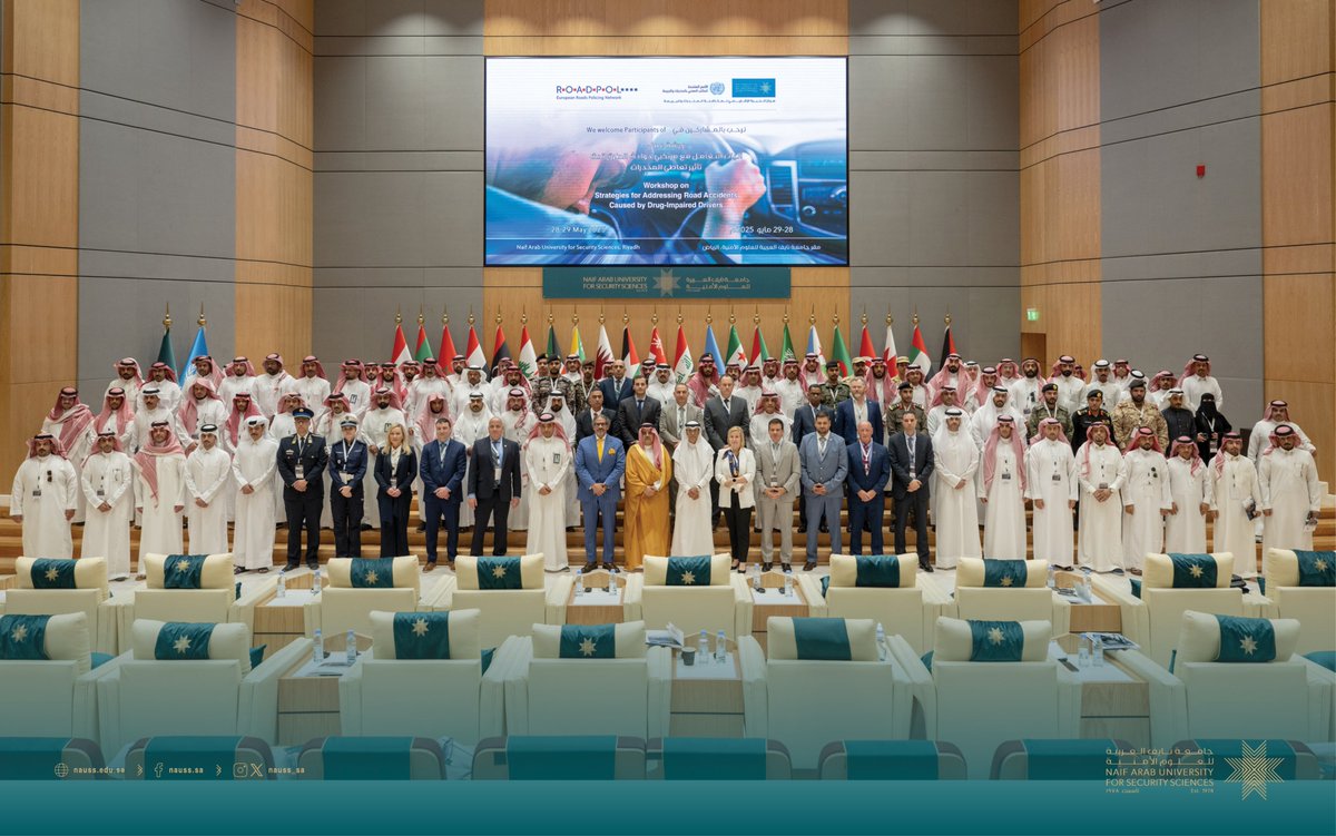 بمشاركة 120 خبيرًا عربيًا ودوليًا انطلاق فعاليات ورشة عمل "آليات التعامل مع مرتكبي حوادث الطرق تحت تأثير تعاطي المخدرات" التي تنظمها #جامعة_نايف_العربية في الرياض بالتعاون مع شبكة شرطة المرور الأوروبية.