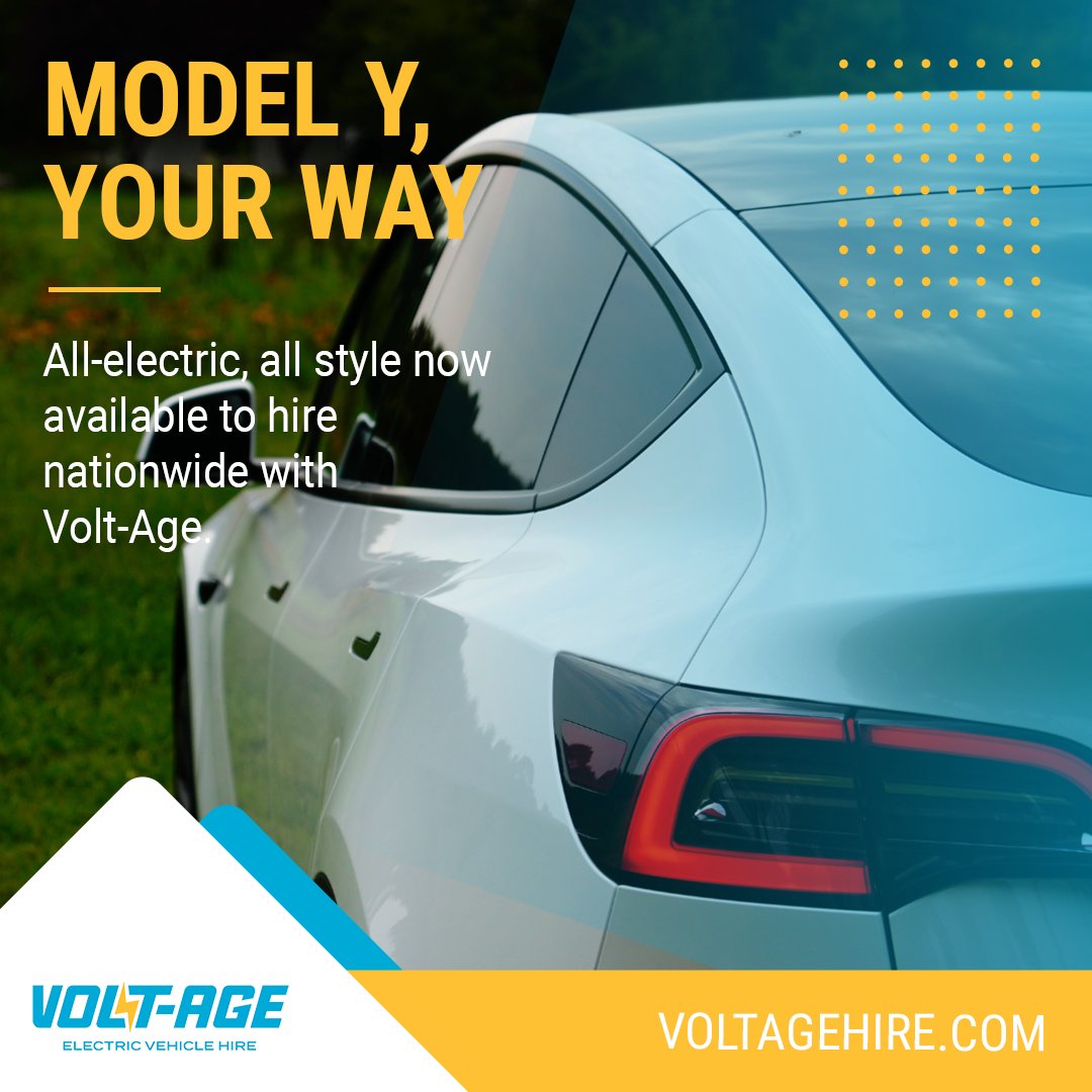 Tesla Model Y now available to rent UK-wide! Enjoy up to 270mi of range, touchscreen tech &amp; smooth rides (yes, we set it to Chill Mode 😎). Drive the future with Volt-Age. 🚗⚡ 
#Voltage #ElectricCarHire #SustainableTravel #EV #Portsmouth #TeslaModelY  #DriveTheFuture