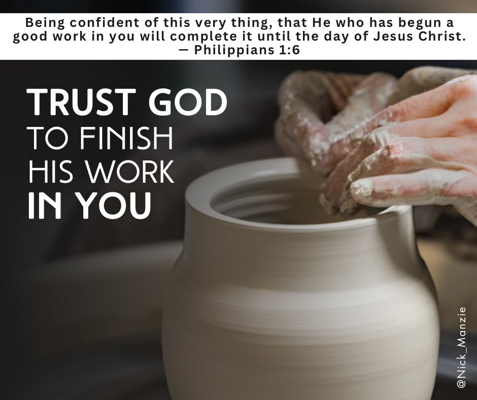 NickManzie's tweet photo. Being confident of this very thing, that He who has begun a good work in you will complete it until the day of Jesus Christ;
— Philippians 1:6 NKJV

#Gospel #JesusSaves #Jesus #God #Faith #Christian #Love #JesusChrist #Christ #HolySpirit #Scripture #Grace #Amen #Praise #SBC25 https://t.co/Y9kgSFIMgm