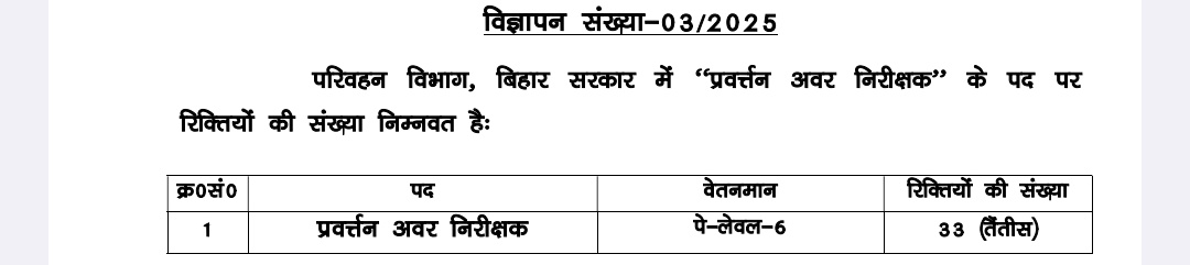 CivilsNetwork's tweet image. 🚨 BPSSC ESI विज्ञापन 

✅ पद का नाम: प्रवर्तन अवर निरीक्षक 
(Enforcement Sub-Inspector)
✅ वेतनमान: Pay Level-6
✅ कुल रिक्तियां: 33 (तैंतीस)
✅ आवेदन तिथि: 30 मई से 30 जून, 2025

📌विज्ञापन Pdf- t.me/BpscNetwork/57…

Advt No 03/2025

#BPSC71st #BPSC_71st #71stBPSC #BPSC…