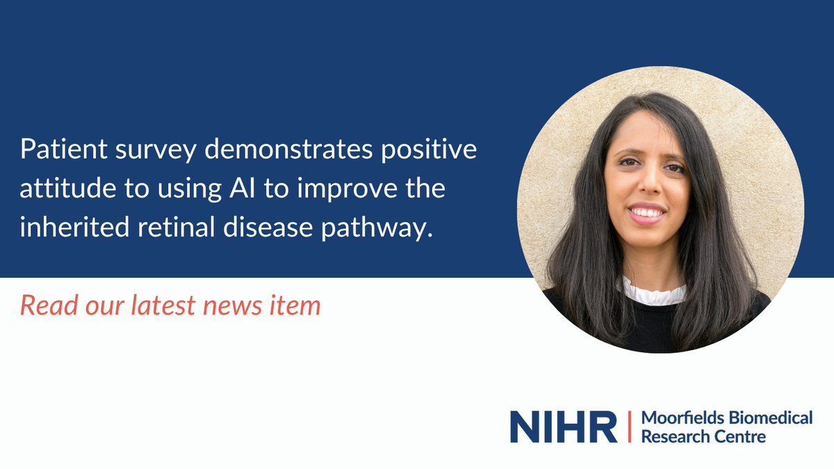 NIHR Moorfields BRC (@moorfieldsbrc) on Twitter photo <a href="/DSumodhee/">Dr Dayyanah Sumodhee</a> suggests #AI tools like <a href="/Eye2Gene/">Eye2Gene</a> could help end the “postcode lottery” in inherited retinal disease by bringing faster specialist diagnosis to patients wherever they live.
90% of patients surveyed supported introducing AI.    
Read more🔗buff.ly/gnix9wX <a href="/DSumodhee/">Dr Dayyanah Sumodhee</a> suggests #AI tools like <a href="/Eye2Gene/">Eye2Gene</a> could help end the “postcode lottery” in inherited retinal disease by bringing faster specialist diagnosis to patients wherever they live.
90% of patients surveyed supported introducing AI.    
Read more🔗buff.ly/gnix9wX