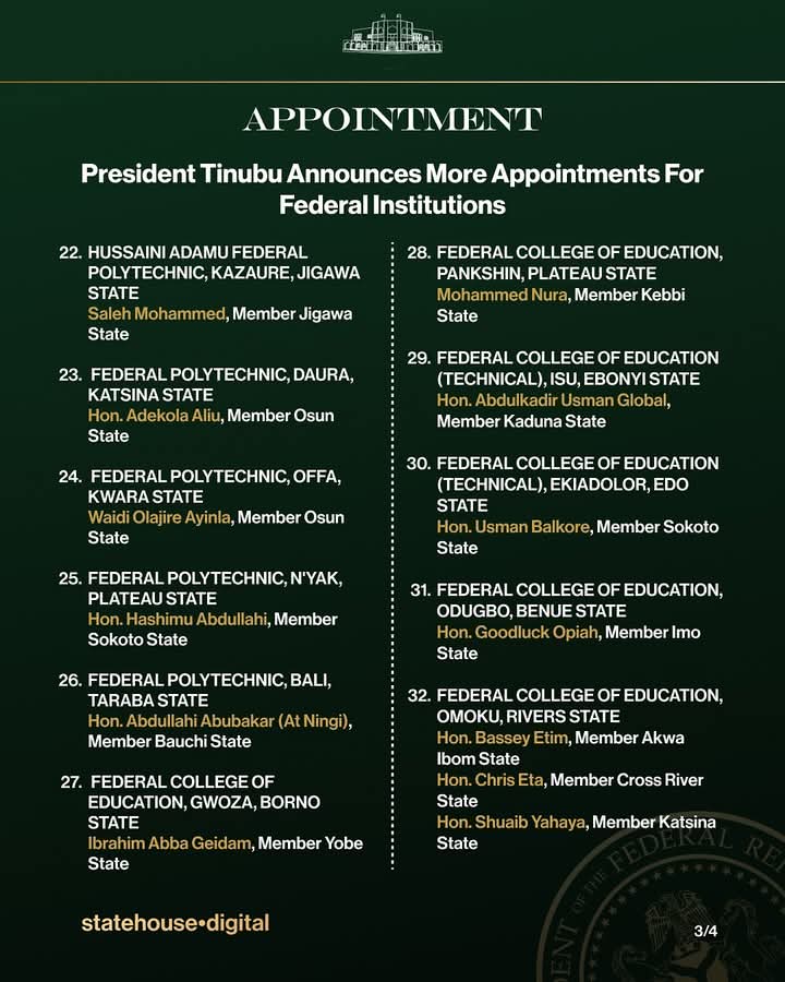 osborn_ook's tweet photo. President Tinubu Announces More Appointments For Federal Institutions https://t.co/tHJucOHxE3