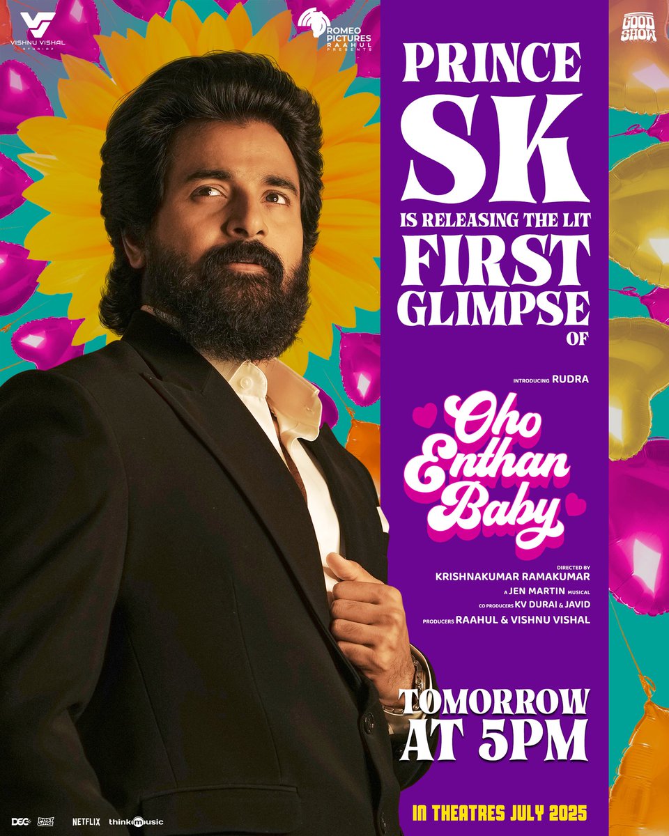 Vishnu Vishal Studioz (@vvstudioz) on Twitter photo Our very own Maaveeran <a href="/Siva_Kartikeyan/">Sivakarthikeyan</a> is revealing the LIT first glimpse of #OhoEnthanBaby to the world, tomorrow at 5PM ❤️🔥
Buckle up!
#OEB
#OEBfromJuly
Directed by <a href="/Krishnakum25249/">Krishnakumar Ramakumar</a>.
Produced by - <a href="/VVStudioz/">Vishnu Vishal Studioz</a>
<a href="/TheVishnuVishal/">VISHNU VISHAL - VV</a> <a href="/Romeopictures_/">Romeo Pictures</a> <a href="/mynameisraahul/">raahul</a>
<a href="/TheActorRudra/">Rudra</a> Our very own Maaveeran <a href="/Siva_Kartikeyan/">Sivakarthikeyan</a> is revealing the LIT first glimpse of #OhoEnthanBaby to the world, tomorrow at 5PM ❤️🔥
Buckle up!
#OEB
#OEBfromJuly
Directed by <a href="/Krishnakum25249/">Krishnakumar Ramakumar</a>.
Produced by - <a href="/VVStudioz/">Vishnu Vishal Studioz</a>
<a href="/TheVishnuVishal/">VISHNU VISHAL - VV</a> <a href="/Romeopictures_/">Romeo Pictures</a> <a href="/mynameisraahul/">raahul</a>
<a href="/TheActorRudra/">Rudra</a>