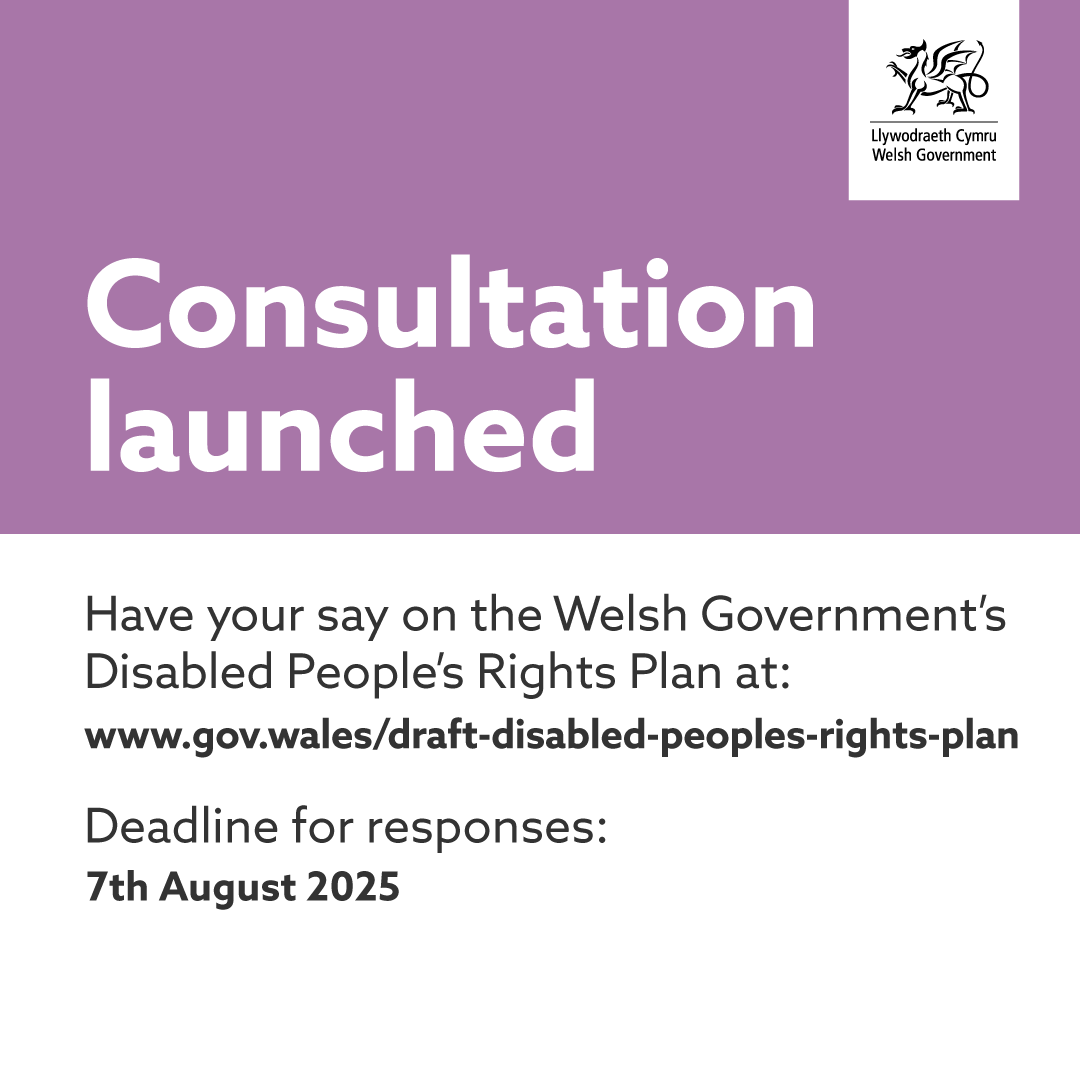 Welsh Government Communities (@wg_communities) on Twitter photo Have your say on the <a href="/WelshGovernment/">Welsh Government</a>'s Disabled People’s Rights Plan!📢
Take part in our consultation at: gov.wales/draft-disabled…
📅The consultation closes on 7th August 2025
So don’t miss out and make your opinion matter! Have your say on the <a href="/WelshGovernment/">Welsh Government</a>'s Disabled People’s Rights Plan!📢
Take part in our consultation at: gov.wales/draft-disabled…
📅The consultation closes on 7th August 2025
So don’t miss out and make your opinion matter!