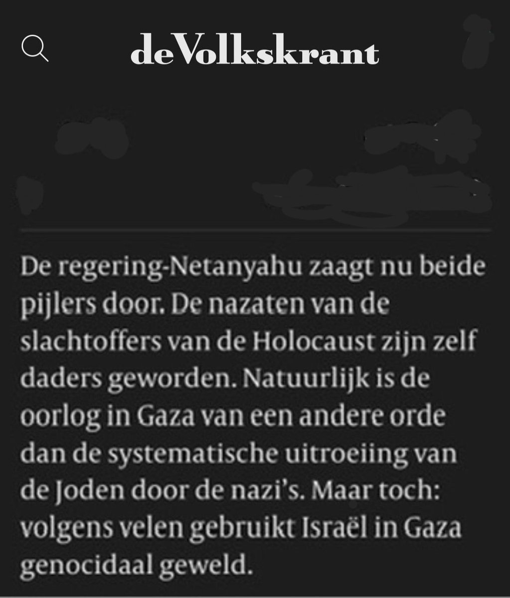 CJO_NL's tweet image. Volkskrant schrijft dat “de nazaten van de Holocaustslachtoffers daders zijn geworden”. Pijnlijke, gevaarlijke, generalisatie die Joden collectief tot daders maakt.
Volkskrant geeft aldus voeding aan het onmogelijk maken Joods leven onder het mom van pro-palestijns protest.