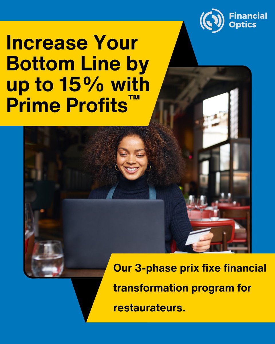 Are you looking to improve your prime costs and increase your bottom line by up to 15%? Contact Financial Optics today to see how we can help you! financialopticshq.com/prime-profits-…

#profitability #restauranttips #businesstips #primeprofits