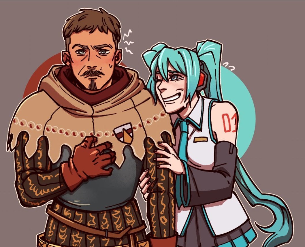 LollyDoom's tweet image. A humble gift to @TheSirRadzig. 
A portrait with the famous bard of Bohemia 🎶

#Radzig #HatsuneMiku #KCD2 #KCDFanart