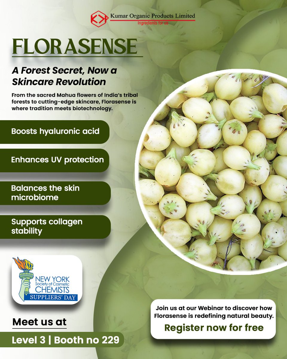 KumarOrganic's tweet photo. ๐ฟ Florasense is here โ ancient tribal wisdom meets biotech innovation! ๐ง
Mahua flowers, hidden in Indian forests, now power a skincare revolution: collagen support, UV defense, hydration & more.
#Florasense #SkincareScience #Mahua #NaturalBeauty https://t.co/WGHpujXHUl