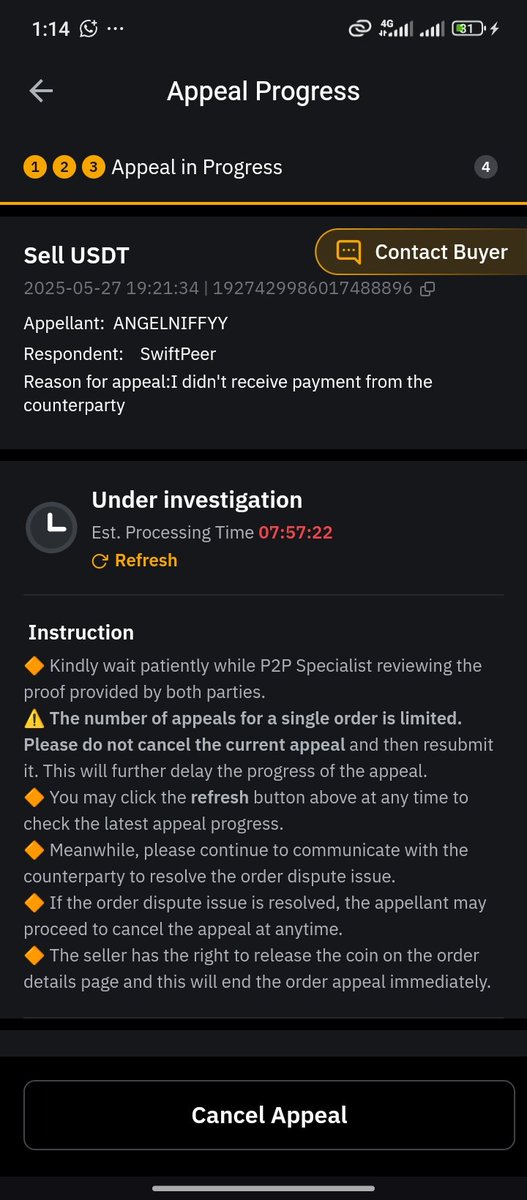 AngelNiffyy's tweet photo. @Bybit_Official please help me, I’ve been scammed on your P2P platform.I sold crypto worth ₦1.8M, and the buyer marked as paid without sending https://t.co/JyTRs39Xq4’s been almost 24 hours i appeal— no response from CS,no release of coin. #Bybit #BybitP2P #P2PScam @BybitAfrica https://t.co/veHxY4v6JT
