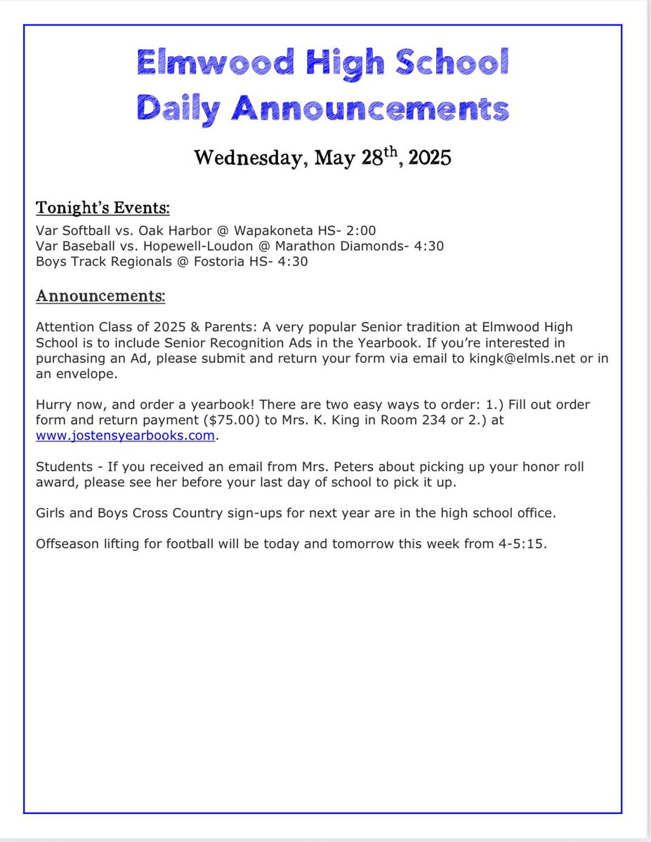 Elmwood High School Principal (@elmwood_hs) on Twitter photo 