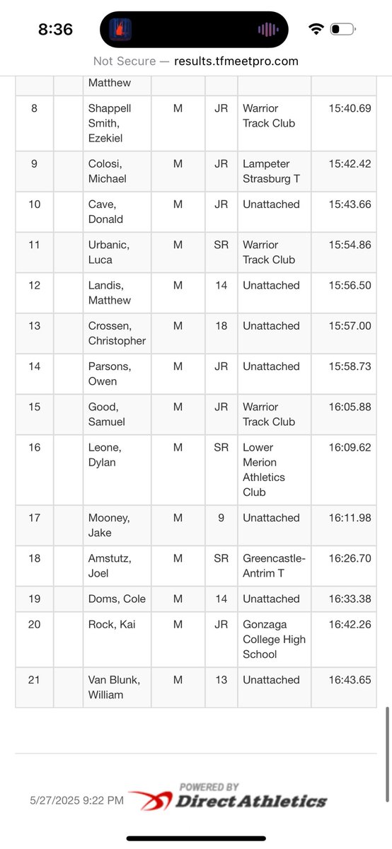 jakemooney09's tweet photo. Closed out my freshman track season with a trip up to Pennsylvania for the 19th annual John Hay Pennsylvania Distance Festival and ran a new personal best of ⏱️ 16:11.98 for the 5k https://t.co/lmBhOjSVol
