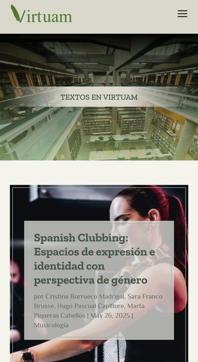 Nos complace compartir la publicación de un nuevo artículo en la plataforma Virtuam de nuestrxs alumnxs Cristina Borrueco Madrigal, Sara Franco Brusse, Hugo Pascual Caplliure y Marta Piqueras Cabellos, de la asignatura "Música y Estudios de Género" 👇 virtuam.net/2025/05/26/spa…