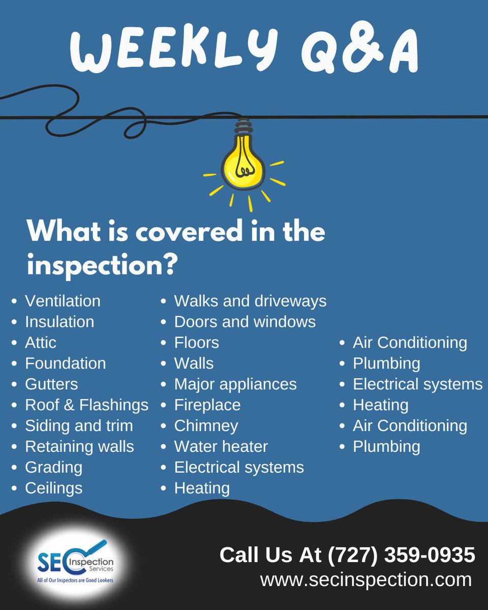 G00dL00ker's tweet image. Thorough inspections for peace of mind – ensuring safety, quality, and reliability in every detail.
Read more FAQ here: secinspection.com/faq/

(727) 359-0935

#PeaceOfMindGuaranteed #VerifiedRepairs #HomeInspectionExperts #HomeRepairsDoneRight #CertifiedInspector