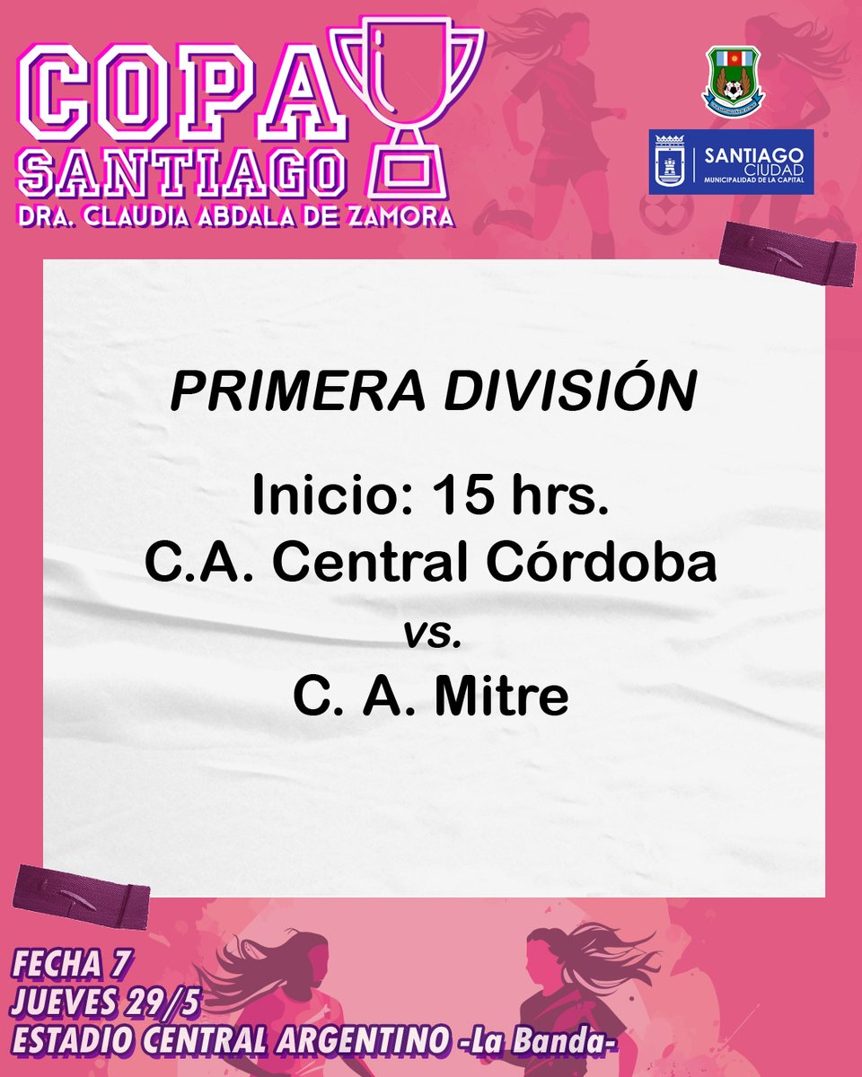 #FemeninoLSF  ⚽️🏃‍♀️ / CLÁSICO EN EL DR. OSVALDO JUÁREZ

Mañana jueves 29/5 y en el estadio del Club Central Argentino (La Banda), se completará la 7ma. Fecha de la Copa Santiago 2025 de Fútbol Femenino con el cruce entre Ferroviarias y Aurinegras en la máxima categoría⬇️