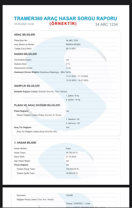 uvtemettufk's tweet photo. İkinci el araç alacaklar, 5664 sorgusu yerine, yine Sigorta Bilgi Merkezi hizmeti olan https://t.co/ycKugIHqo7 adresinden, detaylı araç sorgu hizmetini kullanabilirler. #tramer360 https://t.co/PbareG059i