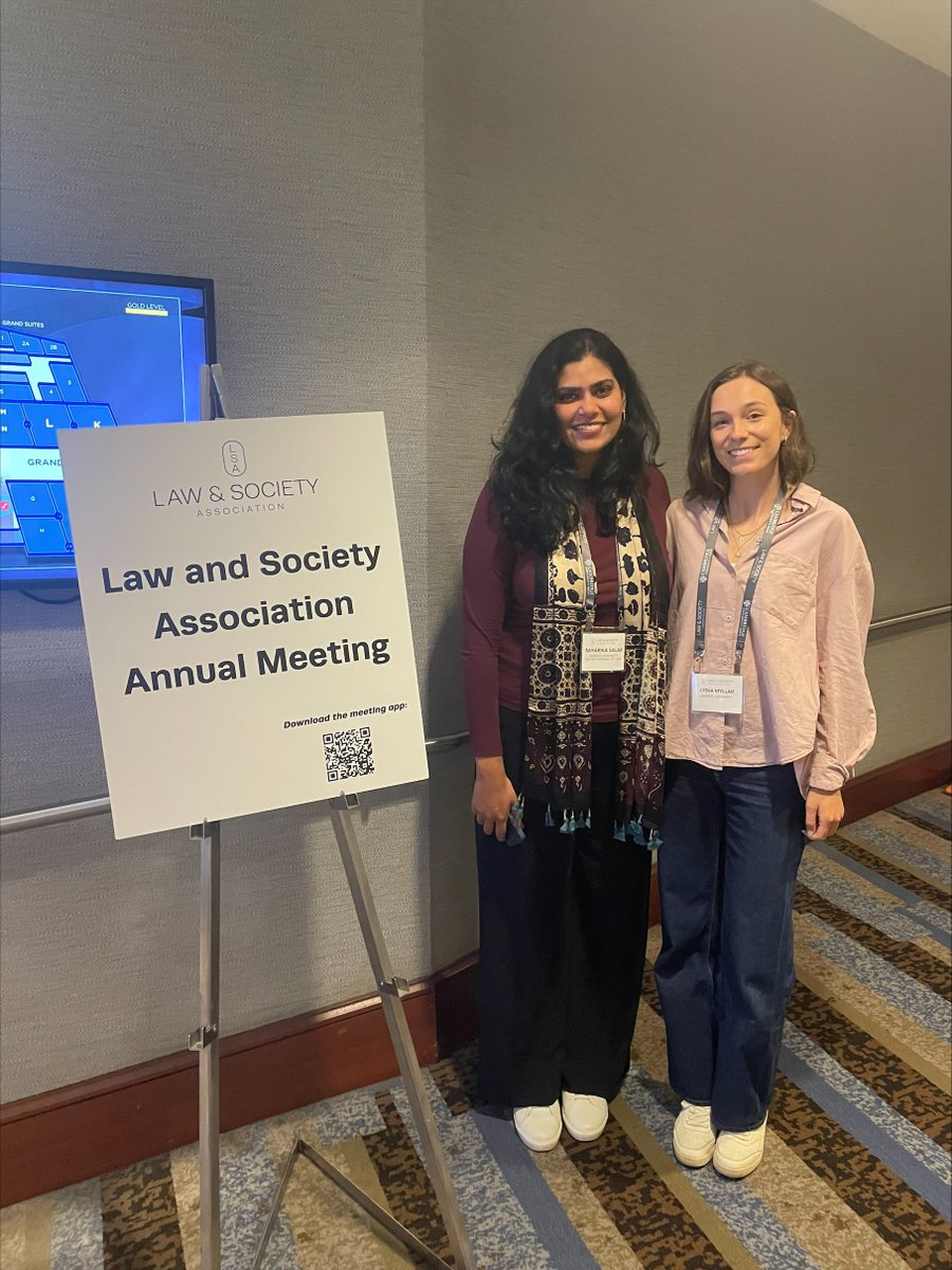 qublawsrn's tweet image. QUB Law PhD researchers at @law_soc 2025 LSA Annual Meeting in Chicago 🌍📚
Lydia spoke in the "Universities, Open-Source Investigation Labs, and Global Justice" panel while @NiharikaSalar presented in "Language, Legal Culture, and Legal Scholarship"
#PhDLife #AcademicTwitter