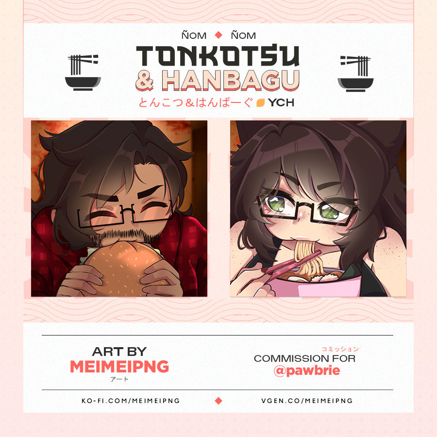 meimeipng's tweet photo. ☆ * Icon match food 🍔🍜 ⋆。˚ ⁀⟡
💌Cooms for: @pawbrie
♡ + ↻ RT's and likes appreciated
━━━✧♡✧━━━
#matchicon #opencommissions #YCH #VGenComm https://t.co/ReFmKfSvo0